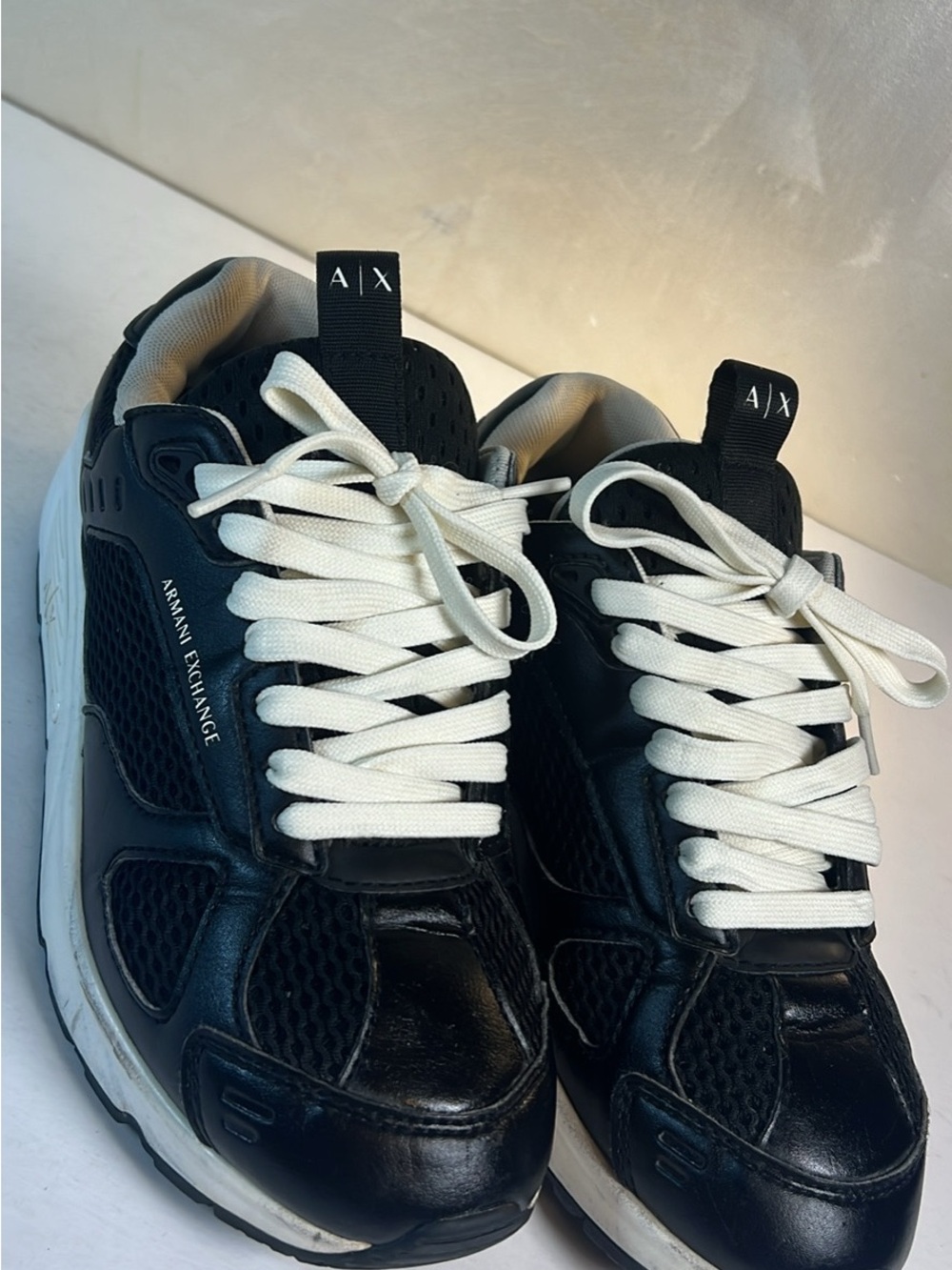 Armani Exchange Black Sneakers with White Laces